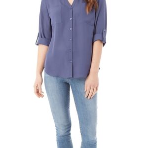 Iz Byer Women's Navy Button-Down Shirt